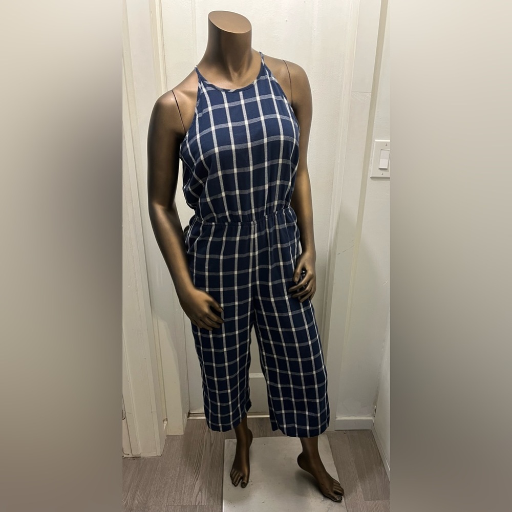 Maison Jules plaid halter jumpsuit